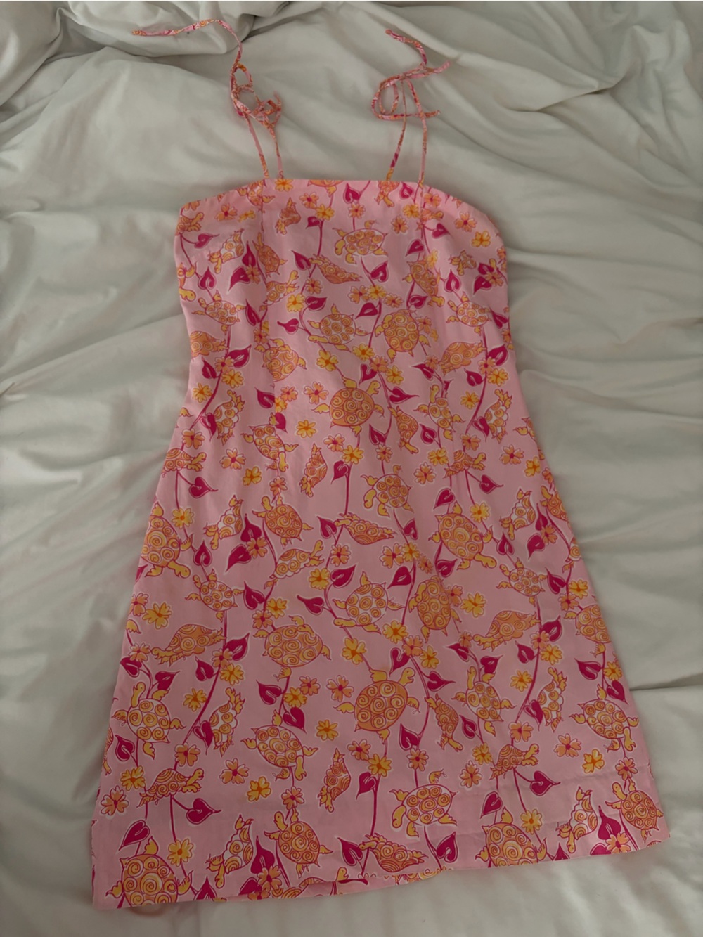 VINTAGE RARE Lilly Pulitzer Pink Floral Tie-Strap Midi Dress